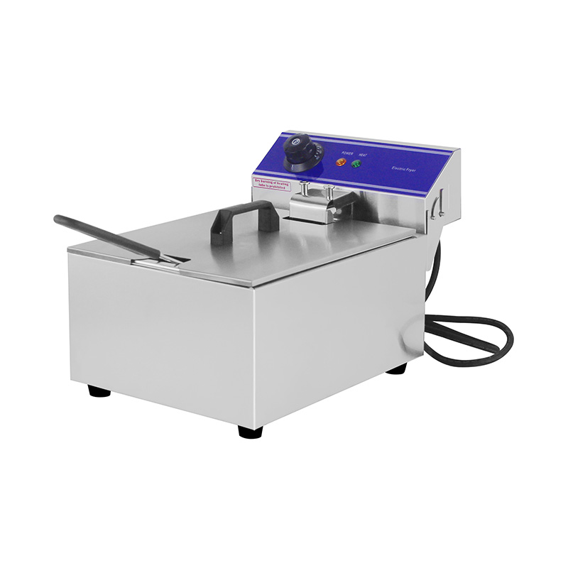 Blue Panel Stainless Steel Electric Commercial Countertop Deep Fryer with Single Basket